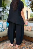 Sandbar Linen Blend Drape Front Cap Sleeve Gilet Black